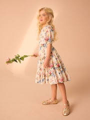 Laura Ashley Cream Vintage Foscot Damask Floral Cotton Prom Dress - Image 11 of 18