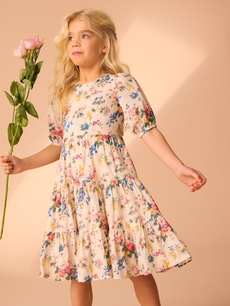 Cream Vintage - Laura Ashley Foscot damast katoenen galajurk met bloemen - Image 12 of 18