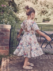 Laura Ashley Cream Vintage Foscot Damask Floral Cotton Prom Dress - Image 2 of 18