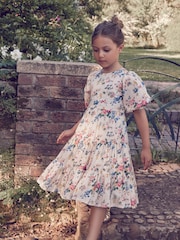 Laura Ashley Cream Vintage Foscot Damask Floral Cotton Prom Dress - Image 3 of 18