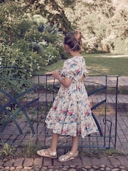 Laura Ashley Cream Vintage Foscot Damask Floral Cotton Prom Dress - Image 4 of 18