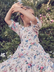 Laura Ashley Cream Vintage Foscot Damask Floral Cotton Prom Dress - Image 5 of 18