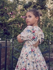 Laura Ashley Cream Vintage Foscot Damask Floral Cotton Prom Dress - Image 6 of 18