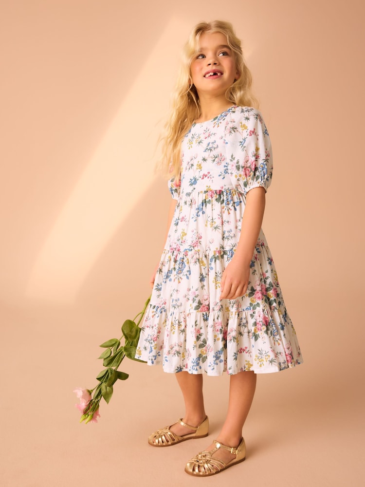 Cream Vintage - Laura Ashley Foscot damast katoenen galajurk met bloemen - Image 9 of 18