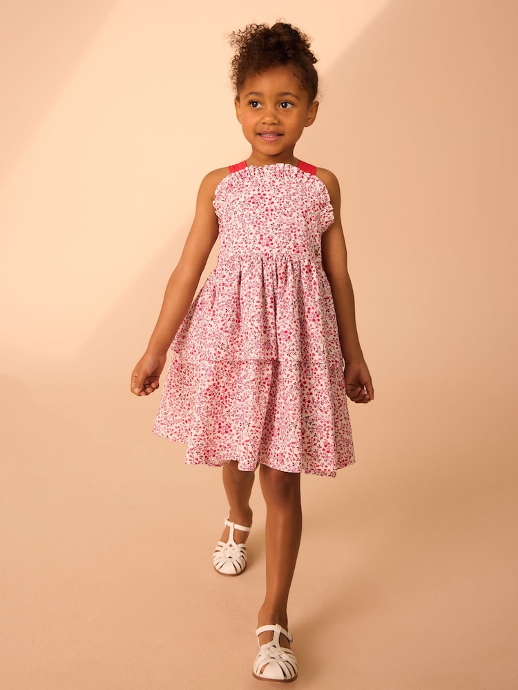 Laura Ashley Pini Printed Prom 100% Cotton Dress - Imagen 1 de 8