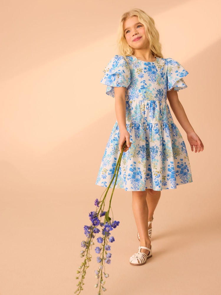 Bleu/Jaune Megan - Laura Ashley Robe de bal de promo Floral Imprimé - Image 3 of 6