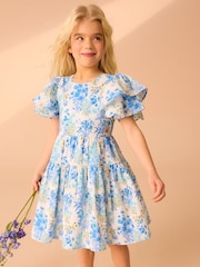 Laura Ashley Blue/Yellow Megan Floral Print Prom Dress - Image 4 of 6