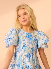 Laura Ashley Blue/Yellow Megan Floral Print Prom Dress - Image 6 of 6