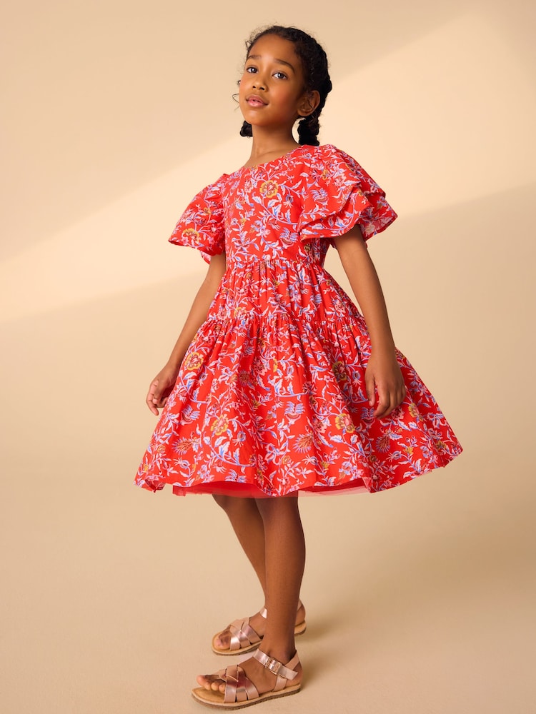 Laura Ashley Red Derwent Floral Print Prom Dress - Image 1 of 13