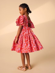 Laura Ashley Red Derwent Floral Print Prom Dress - Image 2 of 13