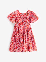 Laura Ashley Red Derwent Floral Print Prom Dress - Image 6 of 13