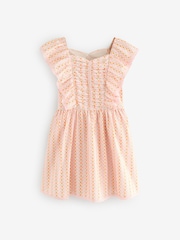 Laura Ashley Peach Pink Langford Leaves and Flowers Floral Cotton Ditsy Dress - Image 6 of 9