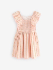 Laura Ashley Peach Pink Langford Leaves and Flowers Floral Cotton Ditsy Dress - Image 7 of 9