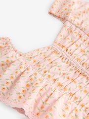 Laura Ashley Peach Pink Langford Leaves and Flowers Floral Cotton Ditsy Dress - Image 8 of 9