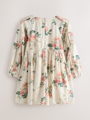 Laura Ashley Cream/Pink/Green Romilly Floral Print Viscose Dress - Image 2 of 5