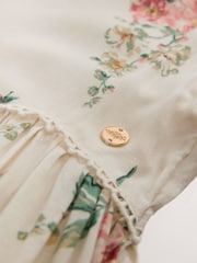 Laura Ashley Cream/Pink/Green Romilly Floral Print Viscose Dress - Image 3 of 5