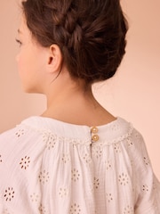 Laura Ashley White Broderie Floral 100% Cotton Dress - Image 4 of 12