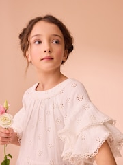 Laura Ashley White Broderie Floral 100% Cotton Dress - Image 6 of 12