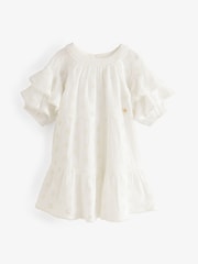 Laura Ashley White Broderie Floral 100% Cotton Dress - Image 8 of 12