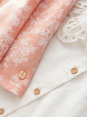 Laura Ashley Peach Pink Arlo Broderie Blouse and Floral Skirt Set - Image 9 of 10