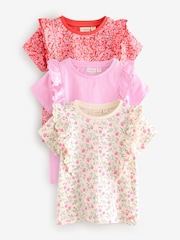 Laura Ashley Red/Pink Ric Rac Trim Short Sleeve 100% Cotton T-Shirts 3 Pack - Image 1 of 11