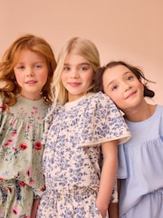 Laura Ashley Green/Blue Lace Trim Angel Sleeve 100% Cotton T-Shirts 3 Pack - Image 3 of 5