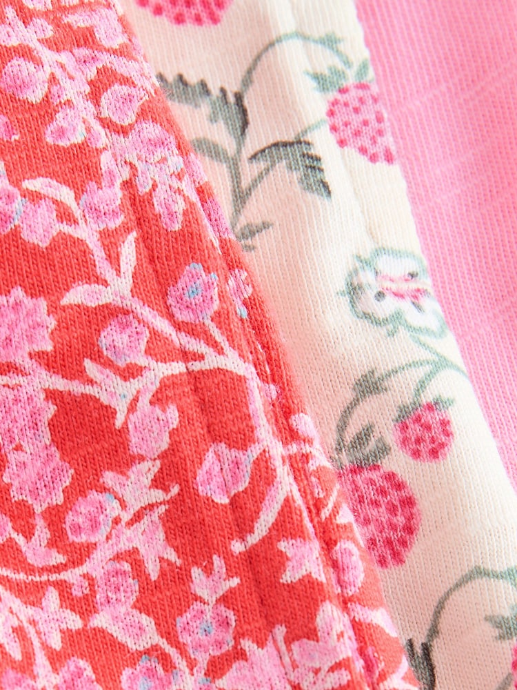 Laura Ashley Red/Pink 100% Cotton Jersey Shorts 3 Pack - Image 6 of 6