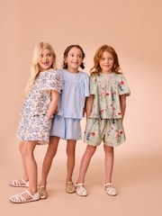 Laura Ashley Green/Blue 100% Cotton Jersey Shorts 3 Pack - Image 1 of 10