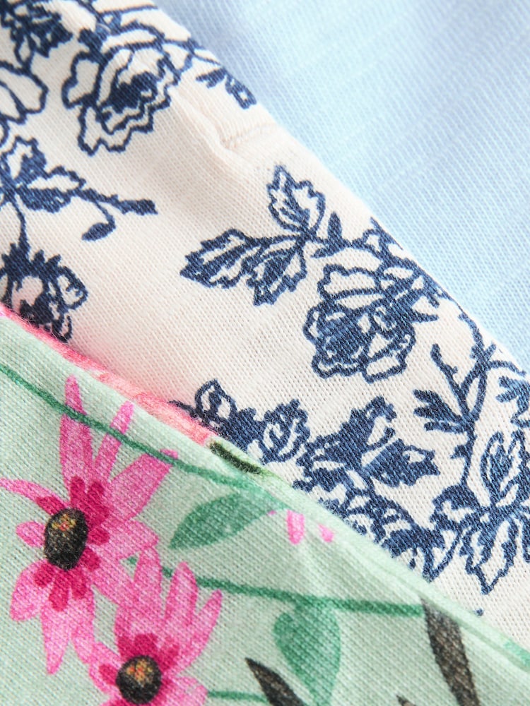 Laura Ashley Green/Blue 100% Cotton Jersey Shorts 3 Pack - Image 10 of 10