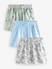 Laura Ashley Green/Blue 100% Cotton Jersey Shorts 3 Pack - Image 5 of 10