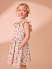Laura Ashley Pink/Cream Strawberry Lace Trimmed Jersey 100% Cotton Dress - Image 4 of 5