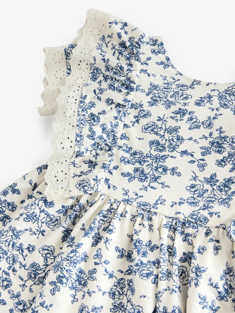 Laura Ashley Cream/Blue Arlo Broiderie Jersey 100% Cotton Dress - Image 10 of 10 Laura Ashley Cream/Blue Arlo Broiderie Jersey 100% Cotton Dress - Image 10 of 10