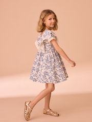 Laura Ashley Cream/Blue Arlo Broiderie Jersey 100% Cotton Dress - Image 3 of 6