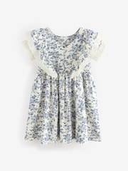 Laura Ashley Cream/Blue Arlo Broiderie Jersey 100% Cotton Dress - Image 7 of 10