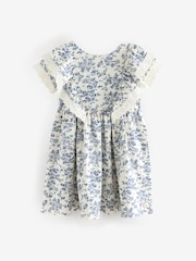 Laura Ashley Cream/Blue Arlo Broiderie Jersey 100% Cotton Dress - Image 8 of 10