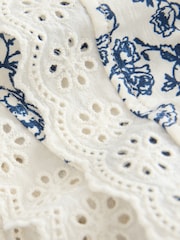 Laura Ashley Cream/Blue Arlo Broiderie Jersey 100% Cotton Dress - Image 9 of 10