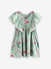 Laura Ashley Green/Blue Alford Meadows Broiderie Jersey 100% Cotton Dress - Image 10 of 12