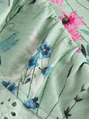 Laura Ashley Green/Blue Alford Meadows Broiderie Jersey 100% Cotton Dress - Image 11 of 12