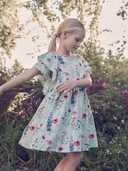 Laura Ashley Green/Blue Alford Meadows Broiderie Jersey 100% Cotton Dress - Image 2 of 12