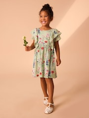 Laura Ashley Green/Blue Alford Meadows Broiderie Jersey 100% Cotton Dress - Image 5 of 12