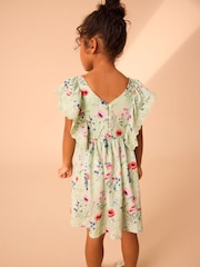 Laura Ashley Green/Blue Alford Meadows Broiderie Jersey 100% Cotton Dress - Image 6 of 12