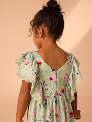 Laura Ashley Green/Blue Alford Meadows Broiderie Jersey 100% Cotton Dress - Image 8 of 12