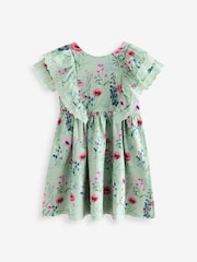 Laura Ashley Green/Blue Alford Meadows Broiderie Jersey 100% Cotton Dress - Image 9 of 12