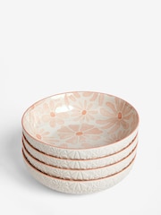 Set of 4 Pink Flower Pasta Bowls - Image 3 of 3
