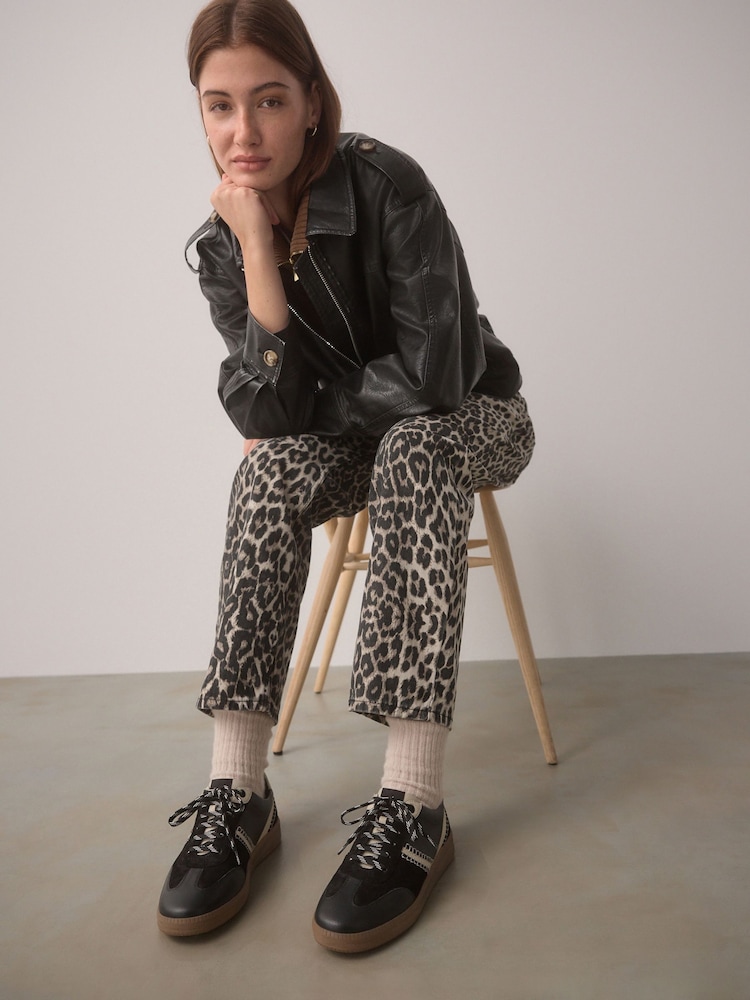 Black Forever Comfort® Leather Chunky Sole Lace-Up Trainers - Image 2 of 11