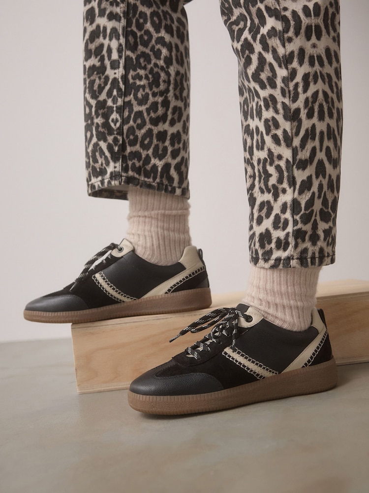 Black Forever Comfort® Leather Chunky Sole Lace-Up Trainers - Image 4 of 11