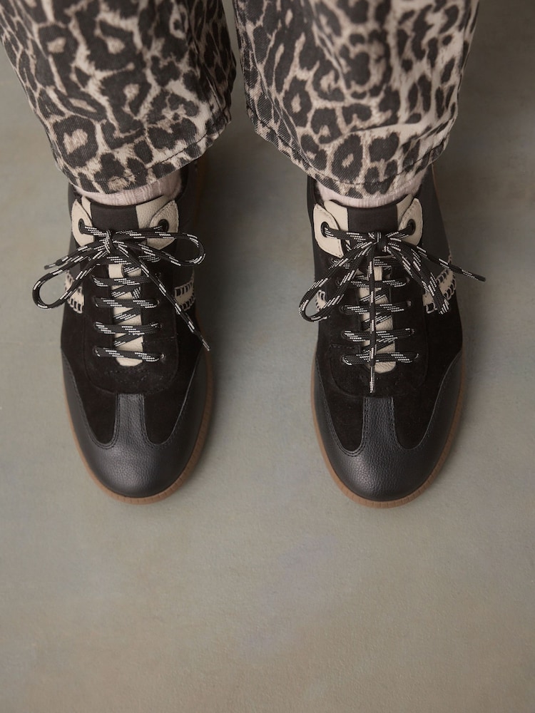 Black Forever Comfort® Leather Chunky Sole Lace-Up Trainers - Image 6 of 11