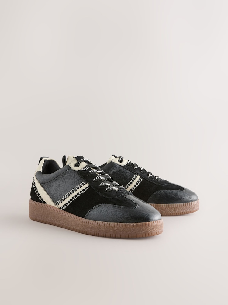 Black Forever Comfort® Leather Chunky Sole Lace-Up Trainers - Image 8 of 11