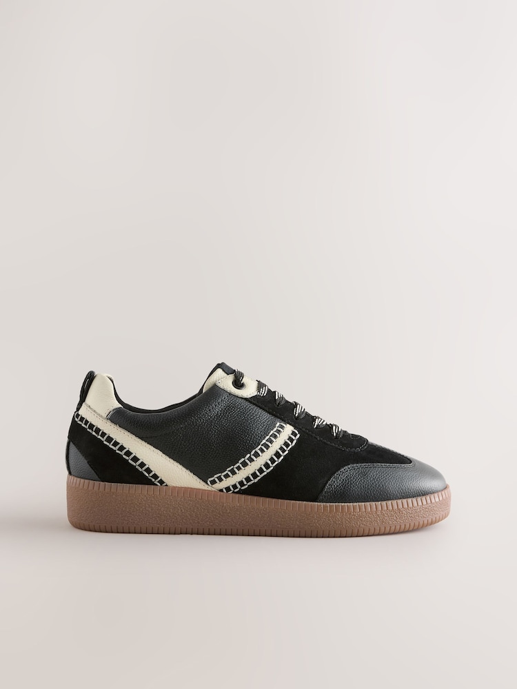 Black Forever Comfort® Leather Chunky Sole Lace-Up Trainers - Image 9 of 11