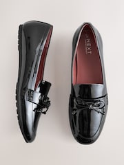 Black Forever Comfort® Round Toe Patent Bow Detail Loafer Ballet Shoes - Image 1 of 7